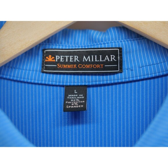 Peter Millar Men Summer Comfort Golf Polo Shirt Blue Striped Size Large - Picture 4 of 7